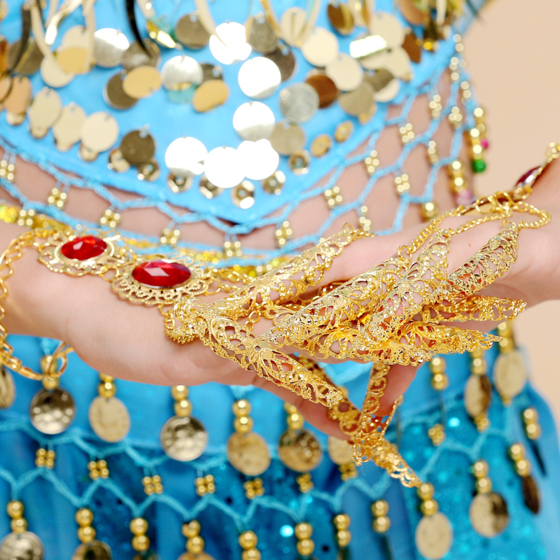 Set noktiju Guanyin za belly dance – metalni nakit za ruku, elektroplatinirani