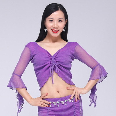 Top za Belly Dance za žene, set za vježbanje od srebrne svile gaze i elastana, proljeće 2023