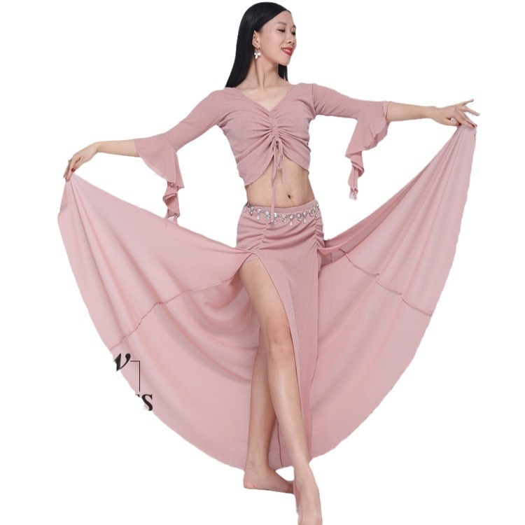 Top za Belly Dance za žene, set za vježbanje od srebrne svile gaze i elastana, proljeće 2023