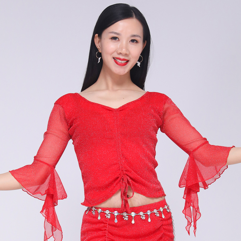 Top za Belly Dance za žene, set za vježbanje od srebrne svile gaze i elastana, proljeće 2023