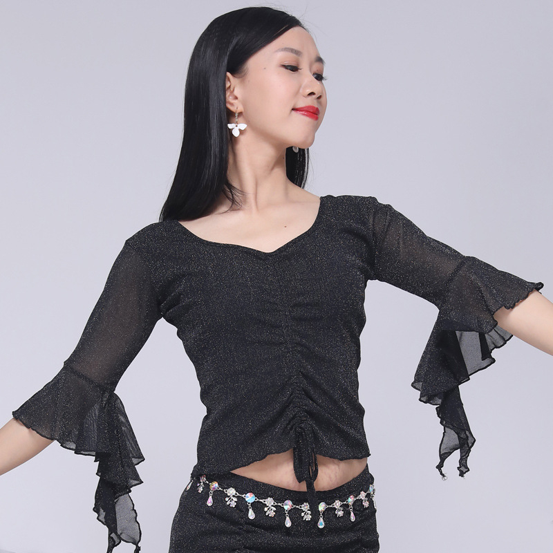 Top za Belly Dance za žene, set za vježbanje od srebrne svile gaze i elastana, proljeće 2023