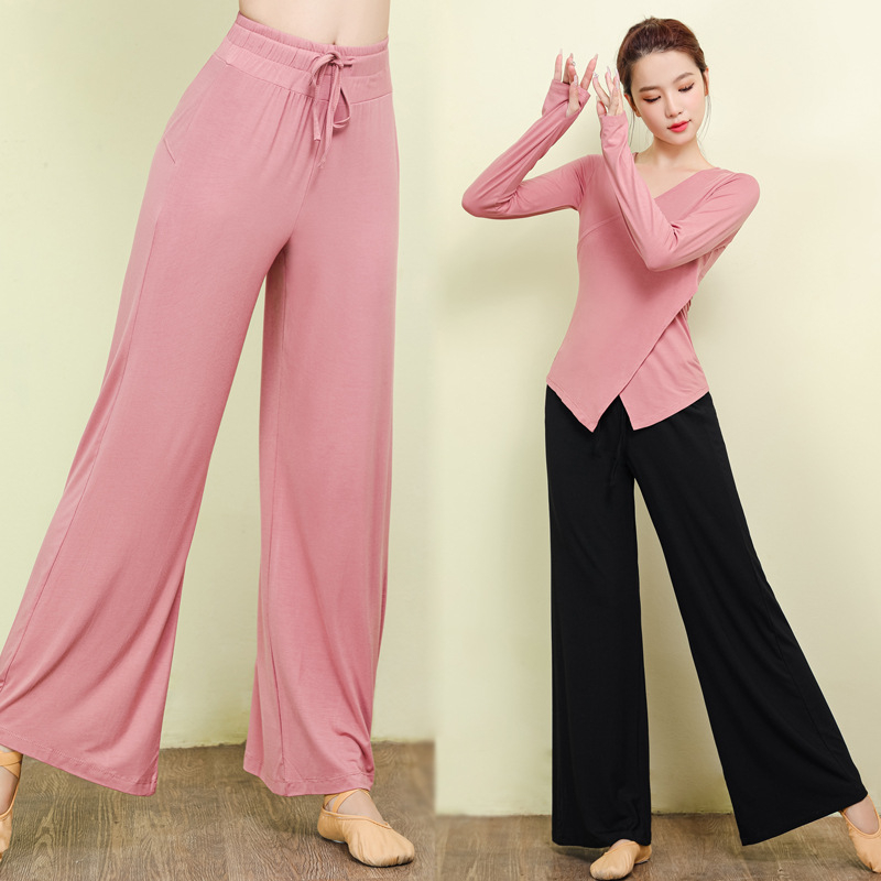 Pantaloni de dans: largi, croială liberă, material modal, lungi, pentru dans modern și practică de yoga