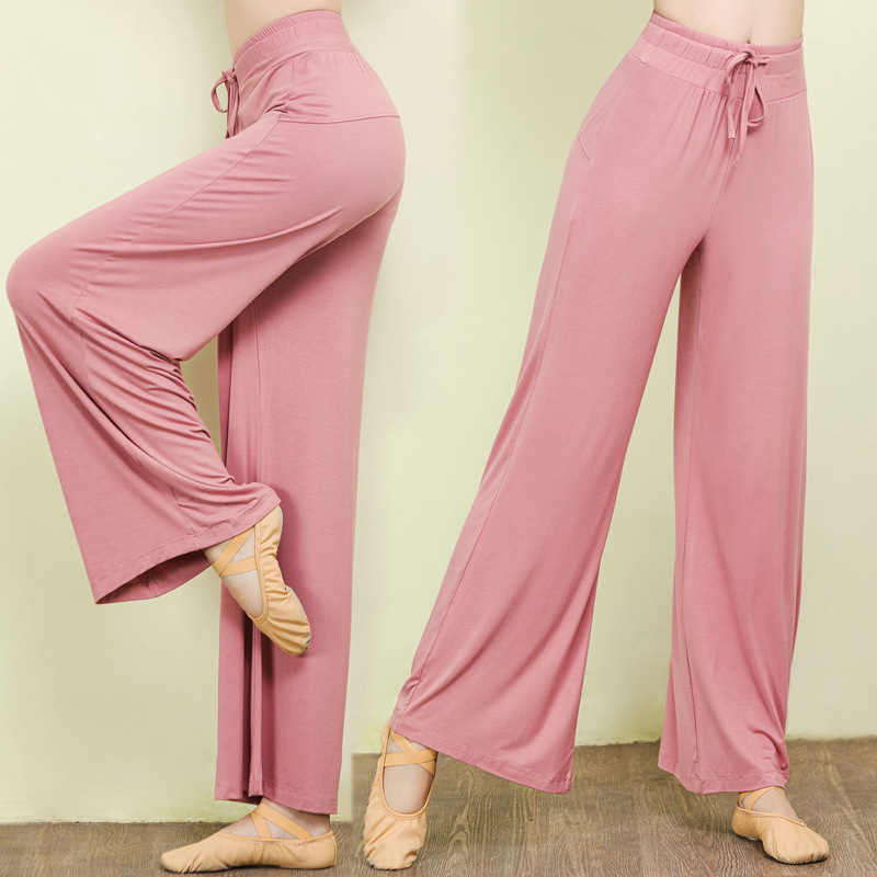 Pantaloni de dans: largi, croială liberă, material modal, lungi, pentru dans modern și practică de yoga