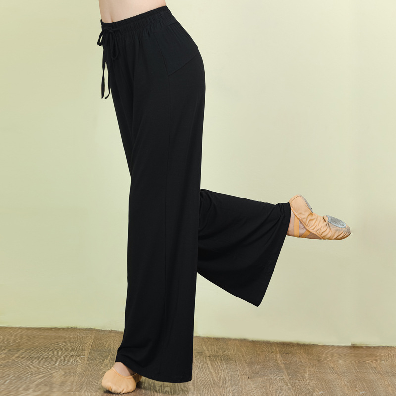 Pantaloni de dans: largi, croială liberă, material modal, lungi, pentru dans modern și practică de yoga