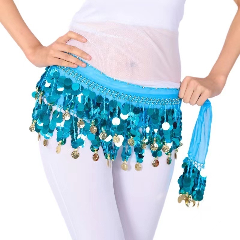 Pojas za trbuh za belly dance s perlicama – plastični, unisex, za odrasle, prilagodljiv