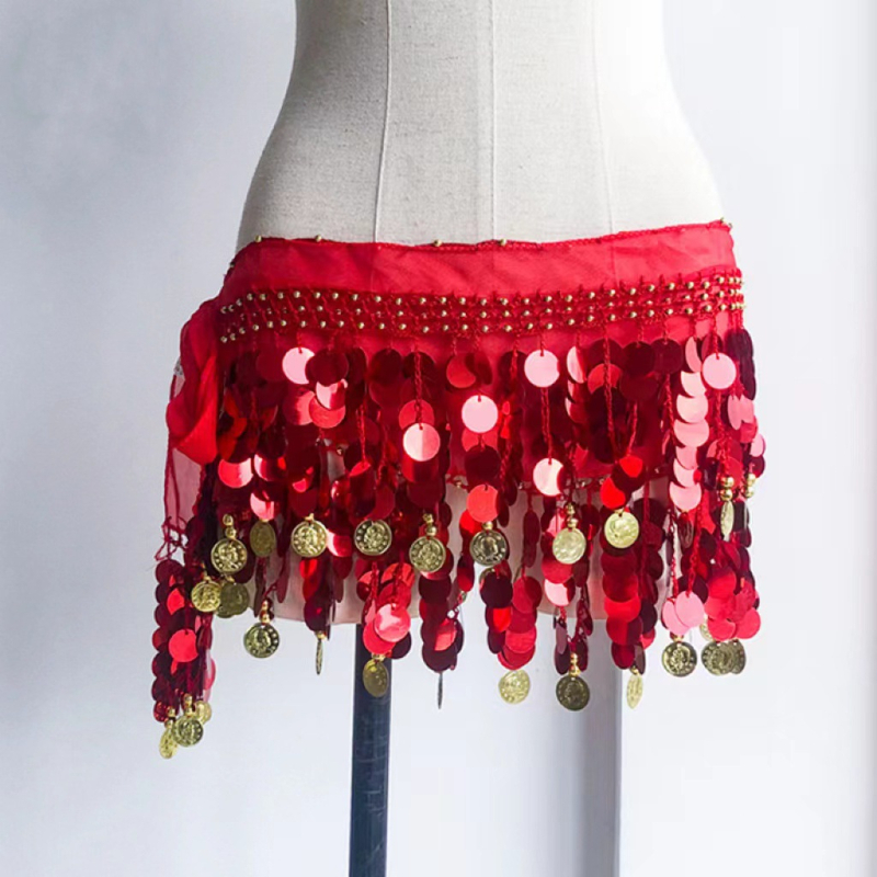 Pojas za trbuh za belly dance s perlicama – plastični, unisex, za odrasle, prilagodljiv