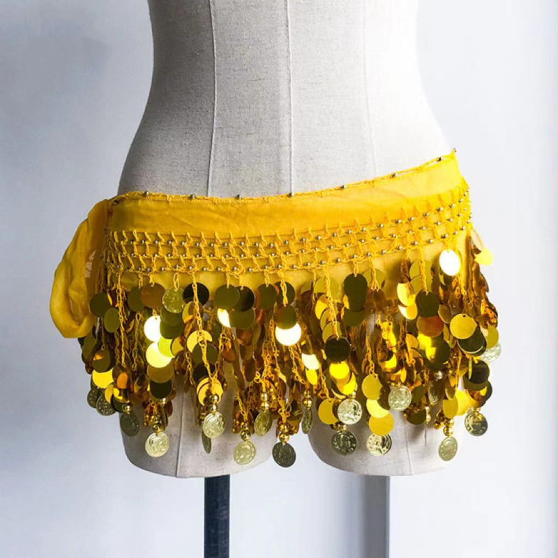 Pojas za trbuh za belly dance s perlicama – plastični, unisex, za odrasle, prilagodljiv