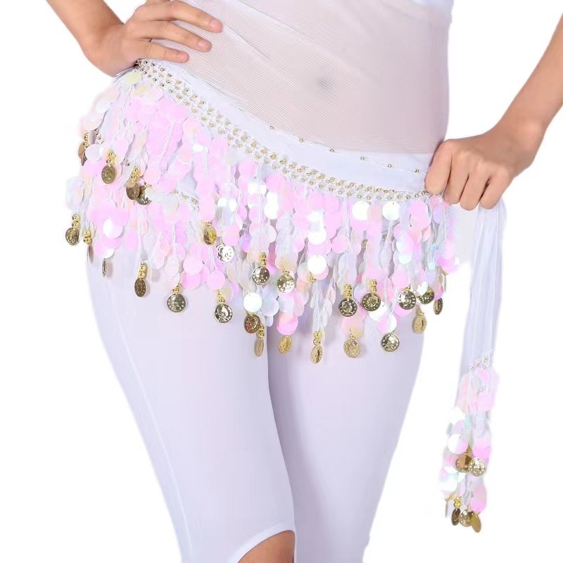 Pojas za trbuh za belly dance s perlicama – plastični, unisex, za odrasle, prilagodljiv