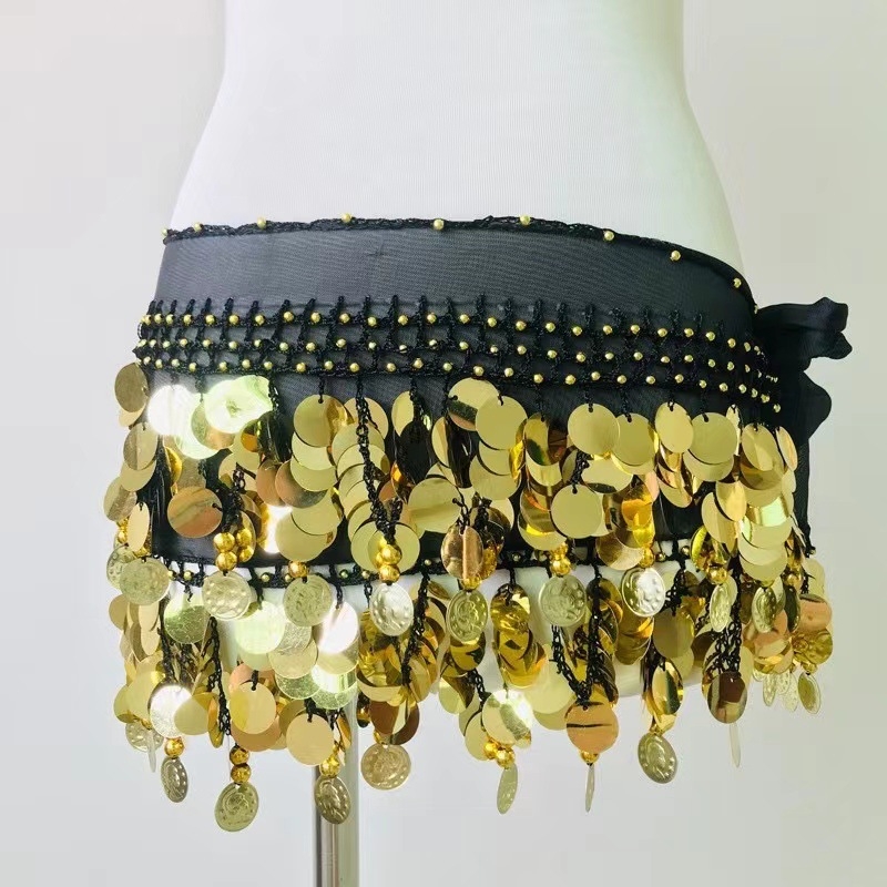 Pojas za trbuh za belly dance s perlicama – plastični, unisex, za odrasle, prilagodljiv