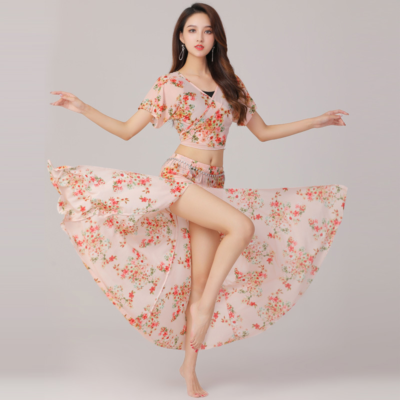 Set za belly dance za vježbanje s mrežastim slojem i suknjom s prorezom, materijal: spandex mješavina, kemijsko vlakno, brend Butterfly