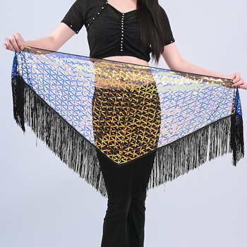 Șal de șold pentru belly dance cu paiete și ciucuri, pentru dans oriental (vară 2025, poliester, peste 95% poliester, stil: street trendsetter)
