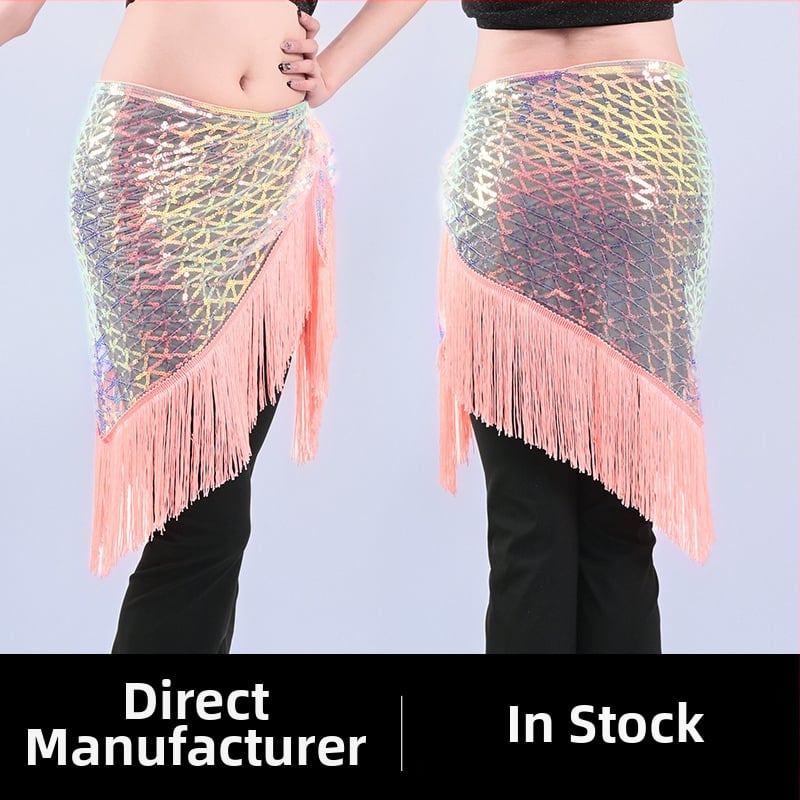 Șal de șold pentru belly dance cu paiete și ciucuri, pentru dans oriental (vară 2025, poliester, peste 95% poliester, stil: street trendsetter)