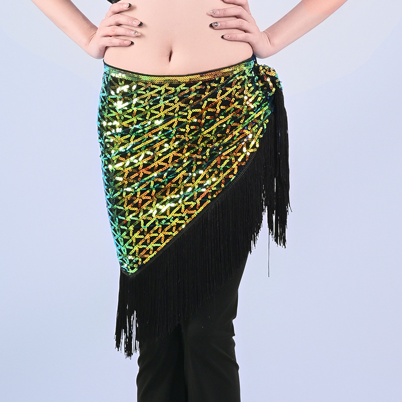 Șal de șold pentru belly dance cu paiete și ciucuri, pentru dans oriental (vară 2025, poliester, peste 95% poliester, stil: street trendsetter)