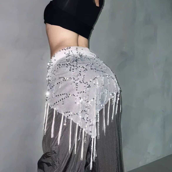 Purtător de talie pentru dans stradal cu paiete și ciucuri - poliester; compoziție principală 50-70% alte materiale; compoziție secundară 30-50% poliester; vara 2024; stil stradal