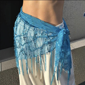 Purtător de talie pentru dans stradal cu paiete și ciucuri - poliester; compoziție principală 50-70% alte materiale; compoziție secundară 30-50% poliester; vara 2024; stil stradal