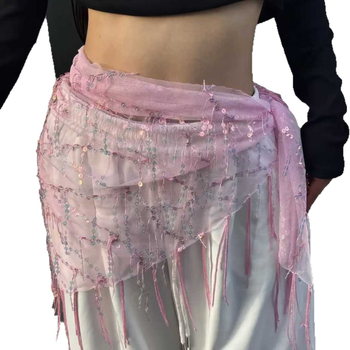 Purtător de talie pentru dans stradal cu paiete și ciucuri - poliester; compoziție principală 50-70% alte materiale; compoziție secundară 30-50% poliester; vara 2024; stil stradal