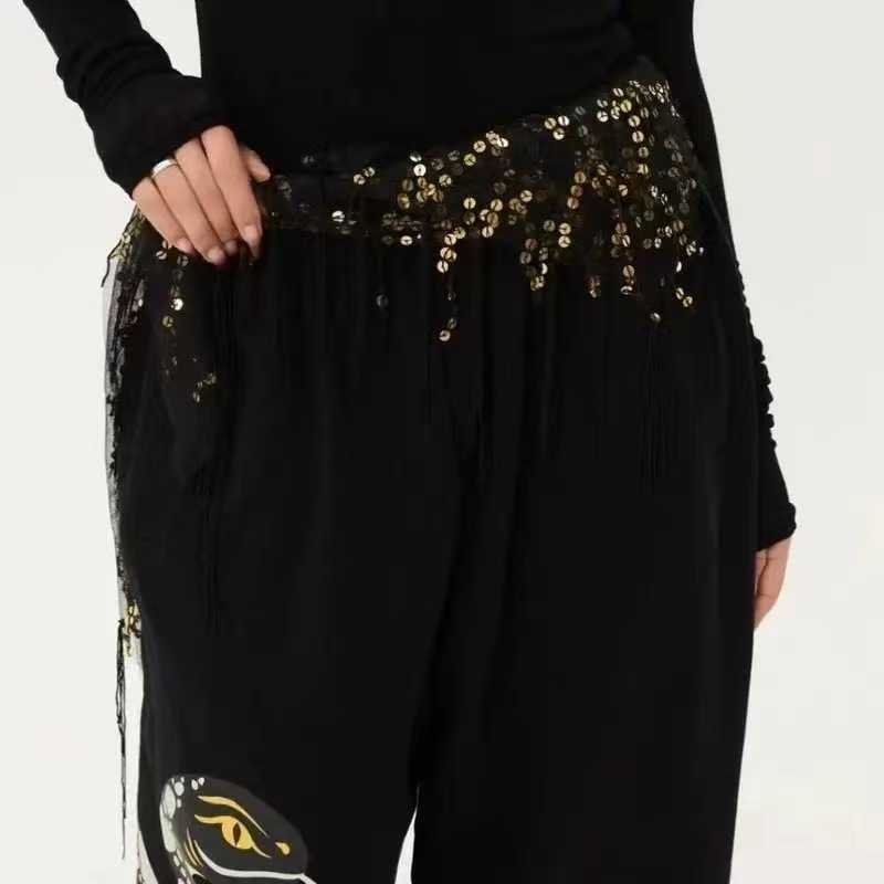 Purtător de talie pentru dans stradal cu paiete și ciucuri - poliester; compoziție principală 50-70% alte materiale; compoziție secundară 30-50% poliester; vara 2024; stil stradal