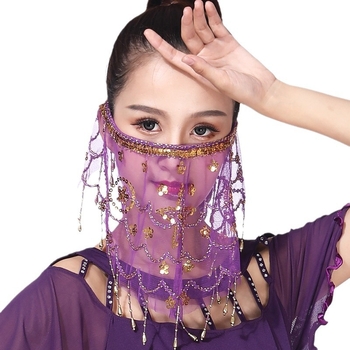 Voal de plasă cu paiete și ciucuri pentru dans - acoperire facială, poliester 95%+, spandex <30%