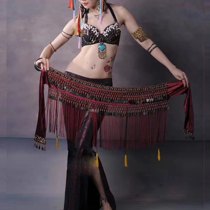 Pojas za struk za belly dance s resicama – etnički tribalni plesni pojas za žene