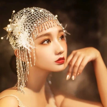 Гребен за коса с перлени мъниста и дълги ресни, електроплатиран, детски стил, корейска версия, модел 0120-1