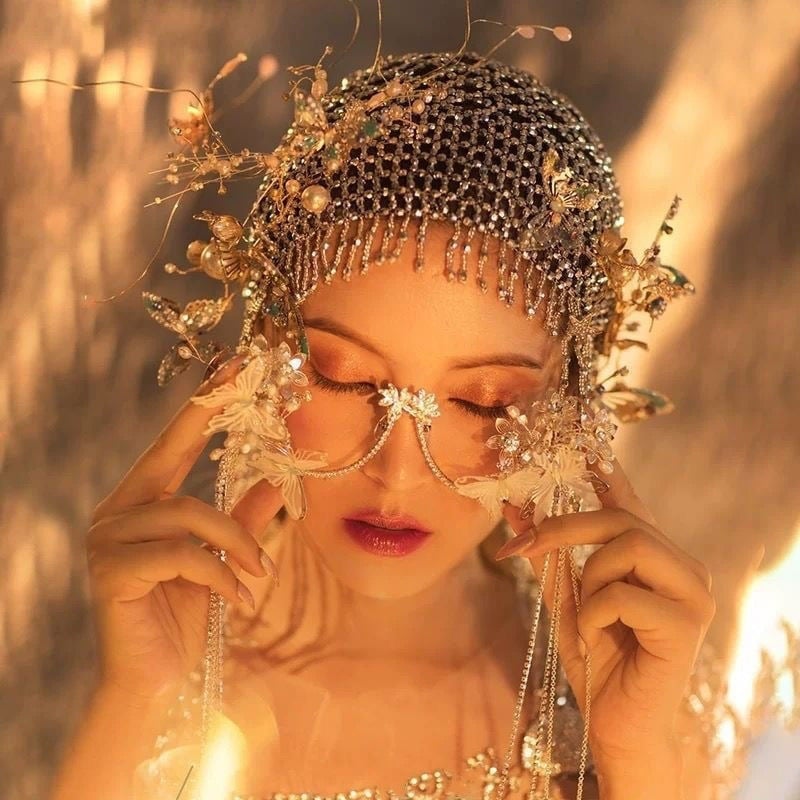 Гребен за коса с перлени мъниста и дълги ресни, електроплатиран, детски стил, корейска версия, модел 0120-1