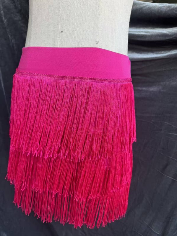 Latino plesni kostim za odraslu ženu, suknja s resicama, Milk Silk tkanina s 95% spandexa, pogodan za latino ples, belly dance i ballroom plesove
