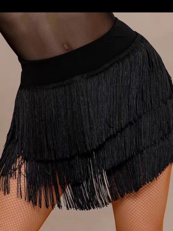 Latino plesni kostim za odraslu ženu, suknja s resicama, Milk Silk tkanina s 95% spandexa, pogodan za latino ples, belly dance i ballroom plesove