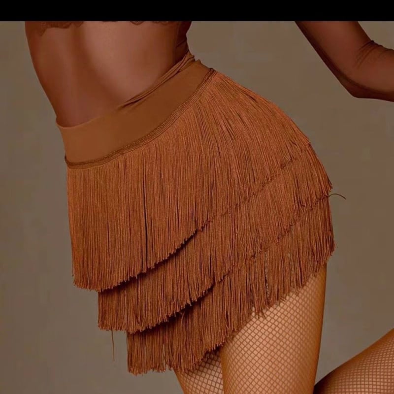 Latino plesni kostim za odraslu ženu, suknja s resicama, Milk Silk tkanina s 95% spandexa, pogodan za latino ples, belly dance i ballroom plesove