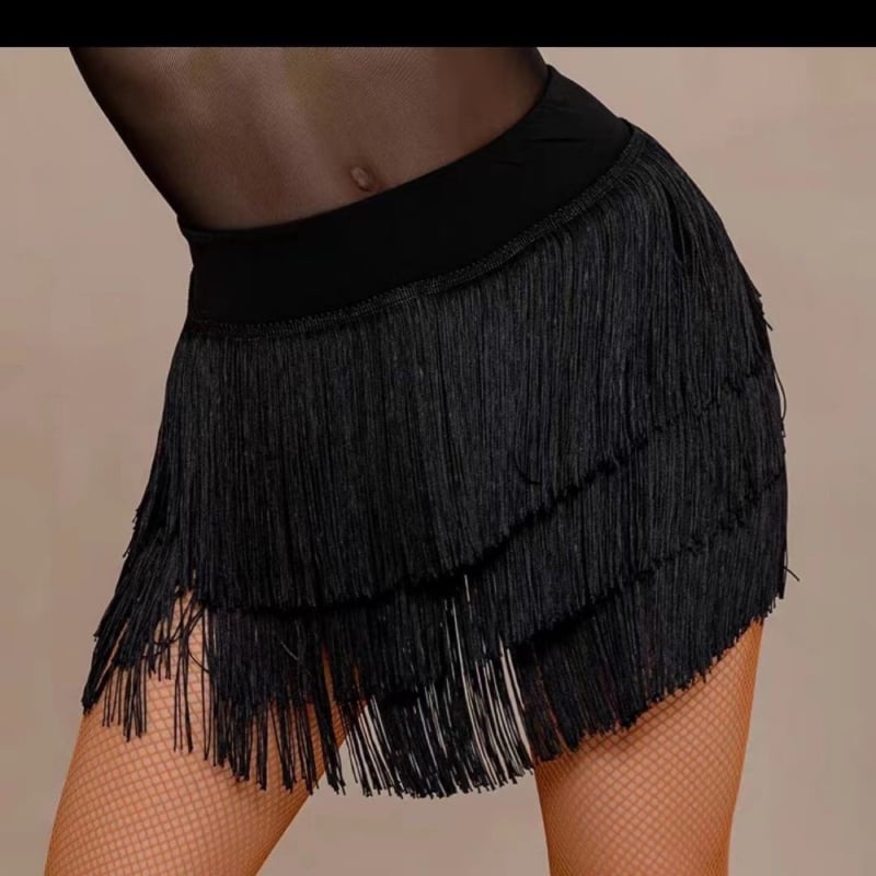 Latino plesni kostim za odraslu ženu, suknja s resicama, Milk Silk tkanina s 95% spandexa, pogodan za latino ples, belly dance i ballroom plesove