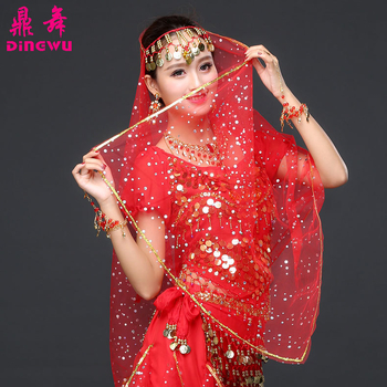 Ding Dance Belly Dance Headwear s ukrasnim novčićima za odrasle žene, poliester šal