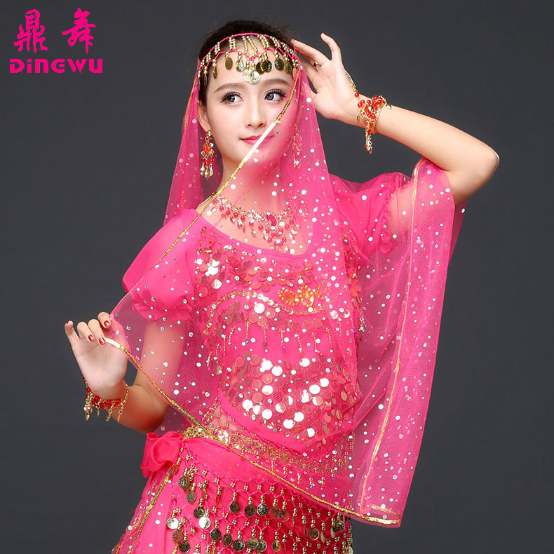 Ding Dance Belly Dance Headwear s ukrasnim novčićima za odrasle žene, poliester šal