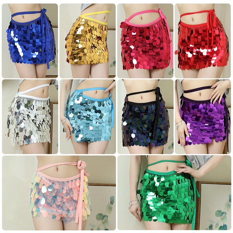 Dancer Belly Dance set s blještavom suknjom, pojaseom i hip šalom – Spandex tkanina, Vinylon 90% sastav, ljeto 2023, ženski kazališni kostim