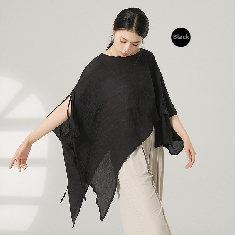 Ženský tanečný top v čínskom štýle z gázy s ochranou proti slnku, viskózny materiál s bavlnenou podšívkou, vhodný pre všetky ročné obdobia, na scénu a ulicový tanec