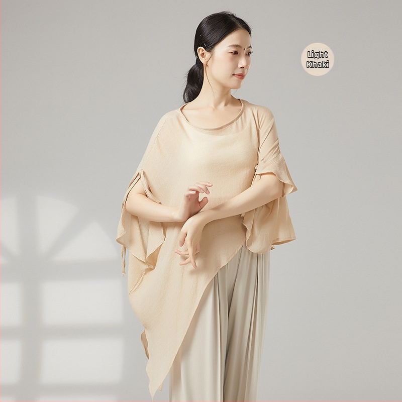 Ženský tanečný top v čínskom štýle z gázy s ochranou proti slnku, viskózny materiál s bavlnenou podšívkou, vhodný pre všetky ročné obdobia, na scénu a ulicový tanec