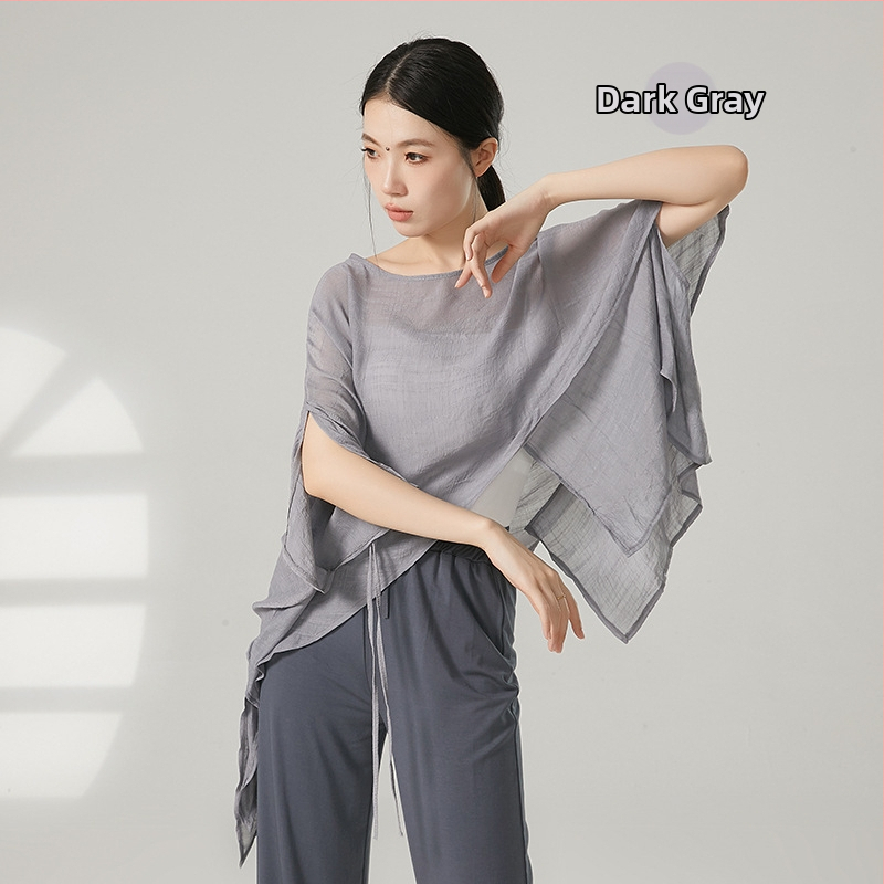 Ženský tanečný top v čínskom štýle z gázy s ochranou proti slnku, viskózny materiál s bavlnenou podšívkou, vhodný pre všetky ročné obdobia, na scénu a ulicový tanec