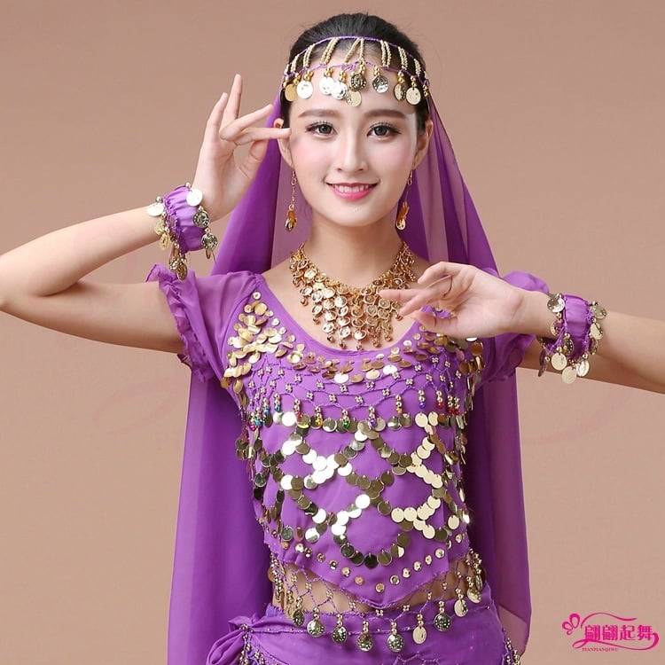 Kostim za ples stomaka – top kratkih rukava za indijske i Xinjiang narodne plesove