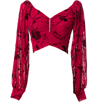 Belly dance top s mrežicom s perlicama, spandex osnova, fr. kvadratni ovratnik, plisirani dizajn, za vježbanje i orijentalni ples