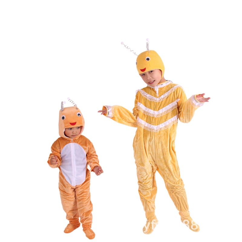 Dječji set za plesno izvedbu s motivom animirane životinje, unisex, zlatni velur, 100% poliester