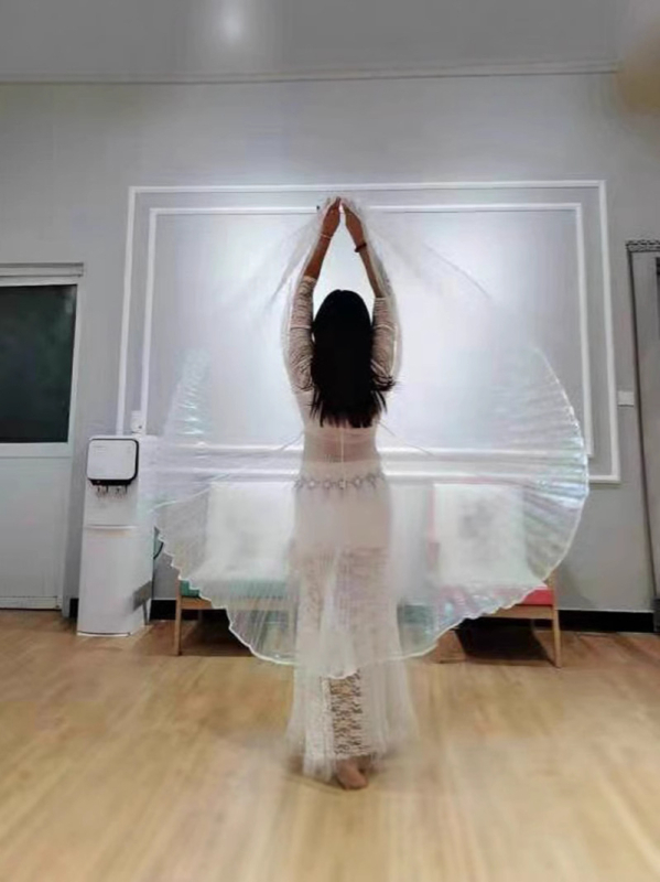 Kostim za belly dance s leđnim krilima i prozirnim krilima, poliester, za žene, 18–24, proljeće 2022