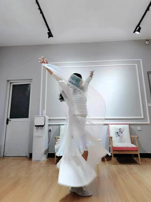 Kostim za belly dance s leđnim krilima i prozirnim krilima, poliester, za žene, 18–24, proljeće 2022