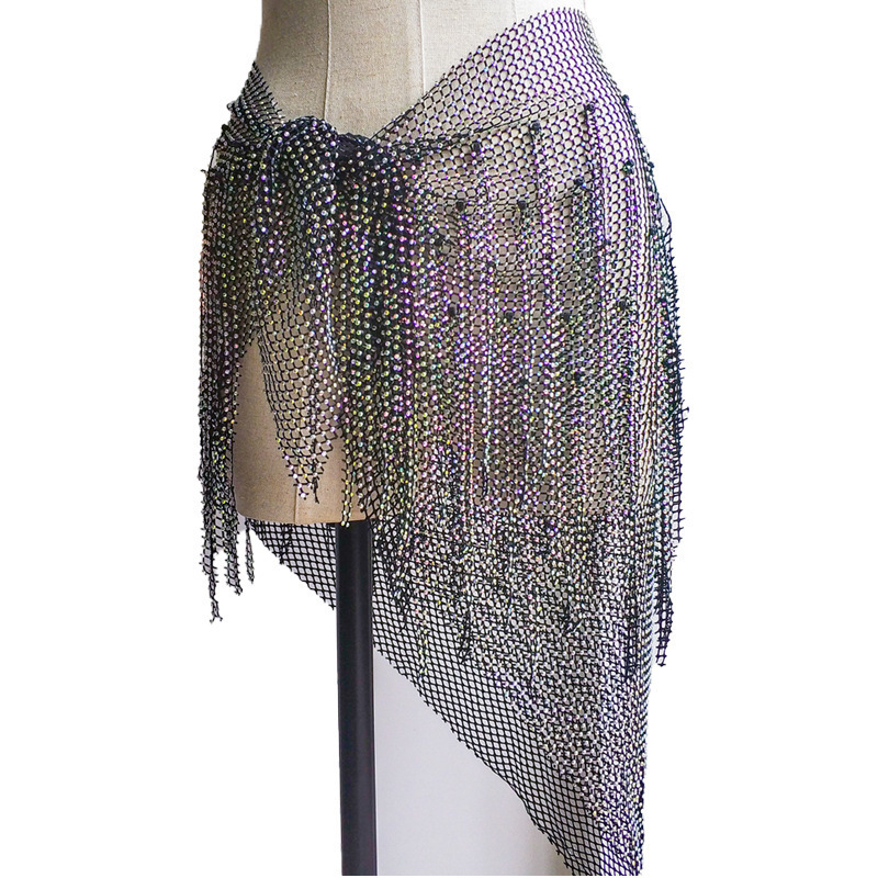 Traka za struk za belly dance s rhinestones i resicama od mrežaste tkanine, jedan kopča, za žene, proljeće 2023