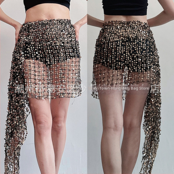 Centură pentru șolduri Belly Dance cu paiete și broderie, poliester, primăvara 2025, stil sexy street fashion