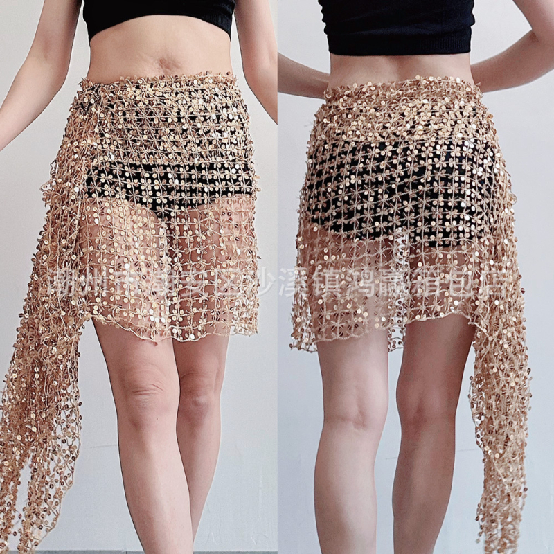 Centură pentru șolduri Belly Dance cu paiete și broderie, poliester, primăvara 2025, stil sexy street fashion