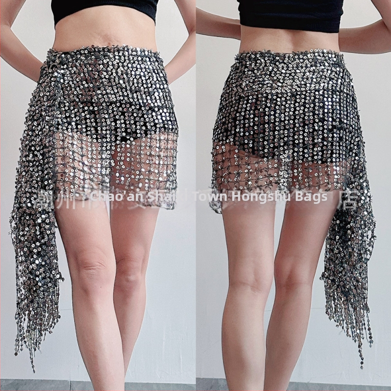 Centură pentru șolduri Belly Dance cu paiete și broderie, poliester, primăvara 2025, stil sexy street fashion