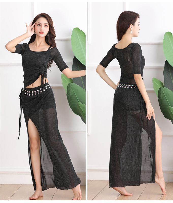 Set za vježbanje plesom trbuha s mrežastim svilenim gazom; Marka Butterfly; glavni materijal: Spandex; postotak glavnog materijala: 70–80%; naziv tkanine: Silver Silk Gauze; pogodno za Belly Dance