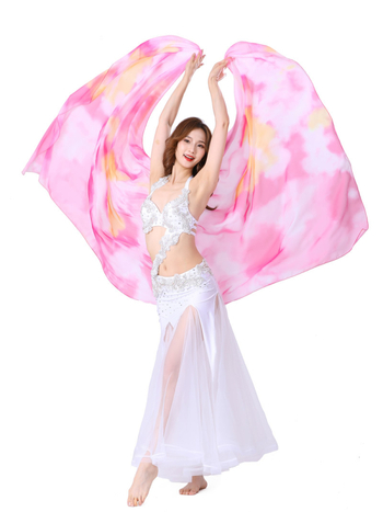 Šal Belly Dance od gaze s gradijentnim tie-dye uzorkom, sintetička svila, 100% najlon, za plesne nastupe