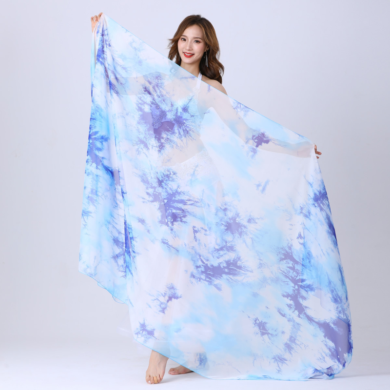 Šal Belly Dance od gaze s gradijentnim tie-dye uzorkom, sintetička svila, 100% najlon, za plesne nastupe