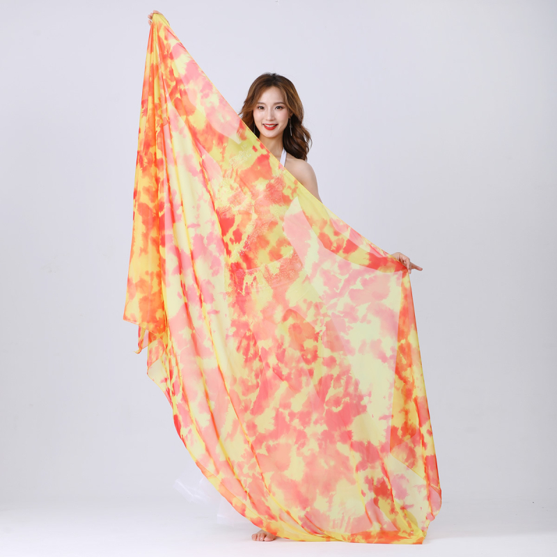 Šal Belly Dance od gaze s gradijentnim tie-dye uzorkom, sintetička svila, 100% najlon, za plesne nastupe