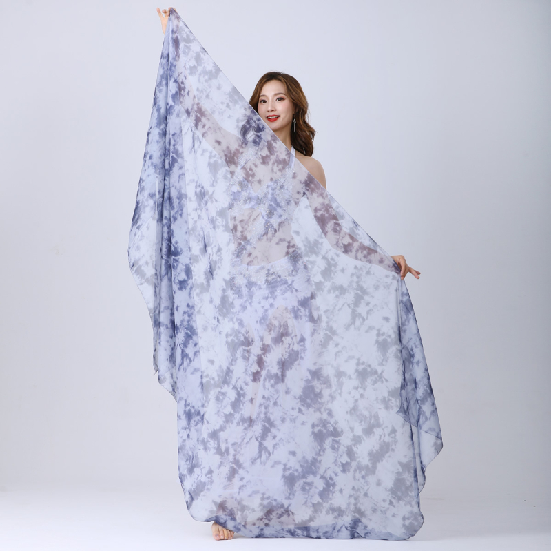 Šal Belly Dance od gaze s gradijentnim tie-dye uzorkom, sintetička svila, 100% najlon, za plesne nastupe
