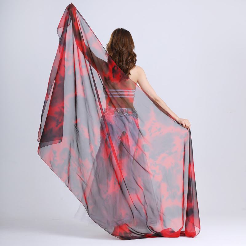 Šal Belly Dance od gaze s gradijentnim tie-dye uzorkom, sintetička svila, 100% najlon, za plesne nastupe
